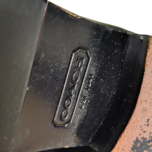 Coach Leather Whitley Tall Black Riding Boots Buckles Zipper Round Toe Size 10B - Picture 4 of 12